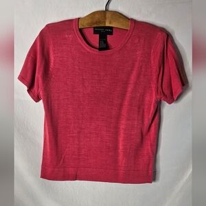 August Silk Soft Red Short Sleeve Blouse